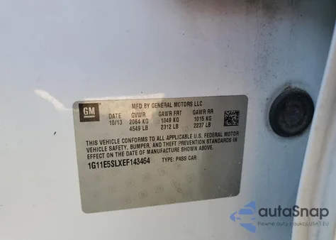 2014 Chevrolet Malibu 2Lt z USA, uszkodzony, nr VIN 1G11E5SLXEF143464